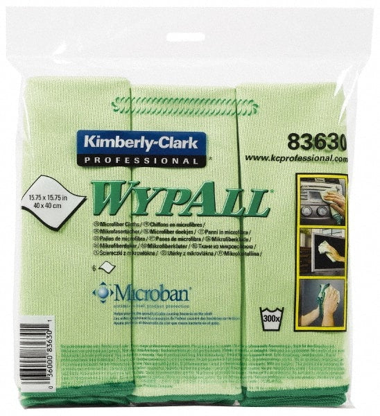 WypAll - Reusable Microfiber Wipes - Packet, 15-3/4" x 15-3/4" Sheet Size, Green - Exact Tooling