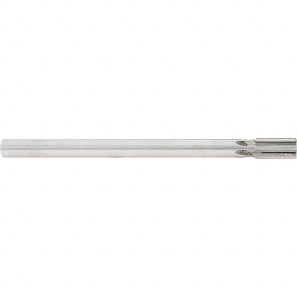Made in USA - 5/8" Diam, 9/16" Max Diam Straight Shank, 1-1/4" Flute Length, Machine Expansion Reamer - Straight Flute, 9" OAL, Right Hand Cut, 6 Flutes, Carbide-Tipped, Bright Finish - Exact Tooling