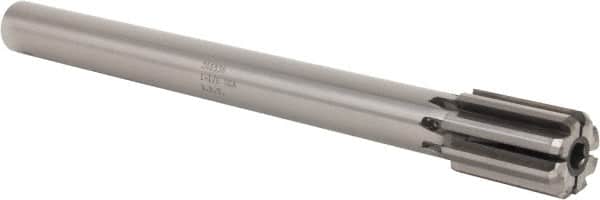 Made in USA - 1-1/8" Diam, 7/8" Max Diam Straight Shank, 1-3/4" Flute Length, Machine Expansion Reamer - Straight Flute, 11" OAL, Right Hand Cut, 8 Flutes, Carbide-Tipped, Bright Finish - Exact Tooling