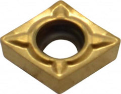 Seco - CCMT21.50.5 F1 Grade TS2000 Carbide Turning Insert - TiAlN/TiN Finish, 80° Diamond, 1/4" Inscr Circle, 3/32" Thick, 0.0078" Corner Radius - Exact Tooling