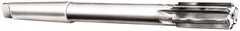 Made in USA - 9/16" Diam, 1MT Morse Taper Shank, 1-1/8" Flute Length, Machine Expansion Reamer - Straight Flute, 8" OAL, Right Hand Cut, 6 Flutes, Carbide-Tipped, Bright Finish - Exact Tooling