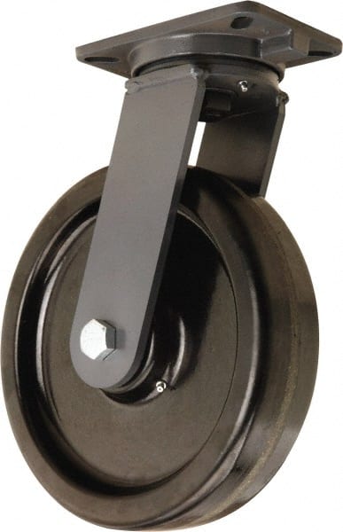 Hamilton - 12" Diam x 3" Wide x 15-1/2" OAH Top Plate Mount Swivel Caster - Phenolic, 3,500 Lb Capacity, Straight Roller Bearing, 5-1/4 x 7-1/4" Plate - Exact Tooling