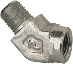 Parker - 1/4 Male Thread x 1/4 Female Thread, Zinc Plated Steel Industrial Pipe 45° Street Elbow - MNPTF x FNPTF, 5,000 psi - Exact Tooling