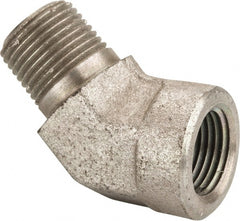 Parker - 3/8 Male Thread x 3/8 Female Thread, Zinc Plated Steel Industrial Pipe 45° Street Elbow - MNPTF x FNPTF, 4,500 psi - Exact Tooling