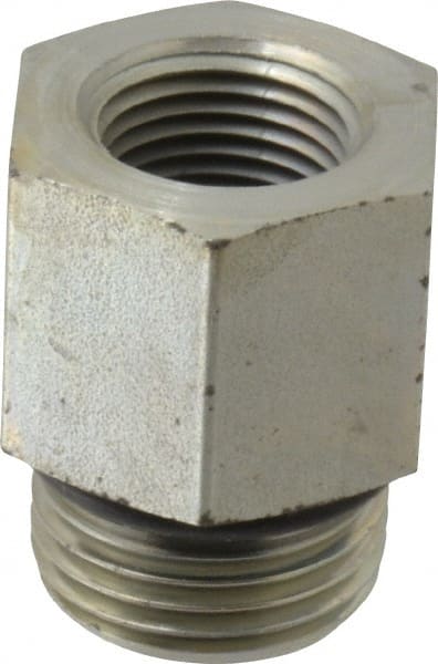 Parker - 7/8-14 Male Thread x 3/8 Female Thread, Zinc Plated Steel Industrial Pipe Adapter - Male Straight Thread O-Ring x Female NPTF, 5,000 psi - Exact Tooling