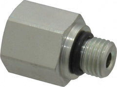 Parker - 7/16-20 Male Thread x 1/4 Female Thread, Zinc Plated Steel Industrial Pipe Adapter - Male Straight Thread O-Ring x Female NPTF, 6,000 psi - Exact Tooling