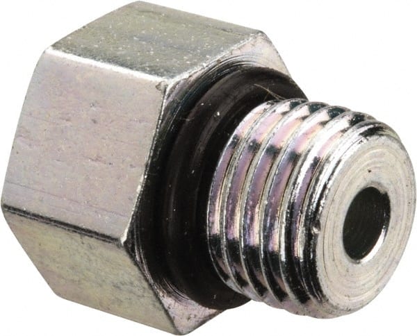Parker - 3/8-24 Male Thread, Zinc Plated Steel Industrial Pipe Hex Head Plug - Male Straight Thread O-Ring, 7,500 psi - Exact Tooling
