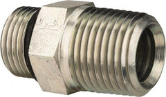 Parker - 3/4-16 x 1/2 Male Thread, Zinc Plated Steel Industrial Pipe Adapter - Male Straight Thread O-Ring x Male NPTF, 6,000 psi - Exact Tooling