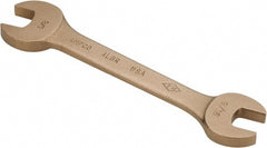 Ampco - 9/16" x 5/8" Nonsparking Open End Wrench - 6-1/2" OAL, Double End, Plain Finish, 15° Head Angle - Exact Tooling