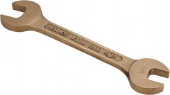 Ampco - 11/16" x 7/8" Nonsparking Open End Wrench - 8" OAL, Double End, Plain Finish, 15° Head Angle - Exact Tooling