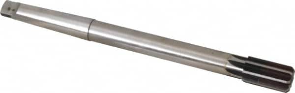 Made in USA - 13/16" Diam, 5/8" Max Diam 2MT Morse Taper Shank, 1-3/8" Flute Length, Machine Expansion Reamer - Straight Flute, 9-1/2" OAL, Right Hand Cut, 8 Flutes, High Speed Steel, Bright Finish - Exact Tooling