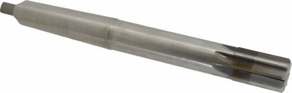 Made in USA - 1-1/4" Diam, 1" Max Diam 4MT Morse Taper Shank, 1-7/8" Flute Length, Machine Expansion Reamer - Straight Flute, 11-1/2" OAL, Right Hand Cut, 8 Flutes, High Speed Steel, Bright Finish - Exact Tooling
