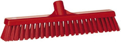 Vikan - 16" Fine Particle Synthetic Push Broom - 2" Bristle Length, Plastic Block, European Threaded Handle Connection - Exact Tooling