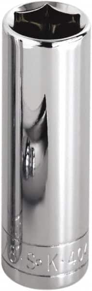 SK - 1/2", 1/4" Drive, Deep Hand Socket - 6 Points, Steel, Chrome Finish - Exact Tooling
