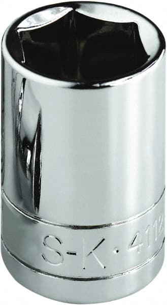 SK - 1/2", 1/4" Drive, Standard Hand Socket - 6 Points, Steel, Chrome Finish - Exact Tooling
