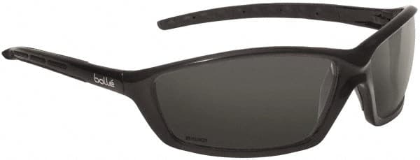 bolle SAFETY - Gray Lenses, Framed Safety Glasses - Scratch Resistant, Black Polycarbonate/Thermoplastic Rubber Frame, Wrap Around - Exact Tooling