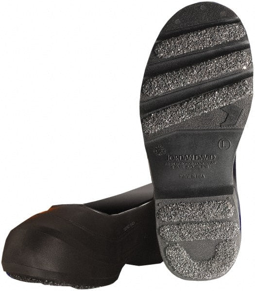 Winter Walking - Men's 10-11.5 (Women's 12-13.5) Traction Overshoes - 10" High, Plain Toe, Nonslip Sole, PVC Upper, Black - Exact Tooling