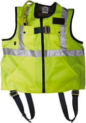 Gemtor - 350 Lb Capacity, Size L, High Visibility Vest Safety Harness - Polyester, Quick Connect Leg Strap, Pass-Thru Chest Strap, Yellow - Exact Tooling
