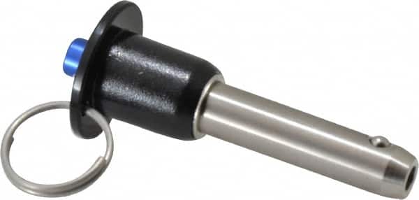 Gibraltar - 1/2" Diam, 1-1/2" Usable Length, Button Handle, Quick Release Pin - Grade 304 Stainless Steel, Bright Finish - Exact Tooling