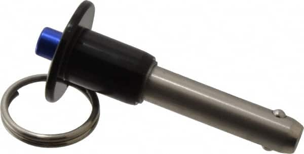 Gibraltar - 3/8" Diam, 1-1/4" Usable Length, Button Handle, Quick Release Pin - Grade 304 Stainless Steel, Bright Finish - Exact Tooling