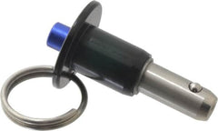 Gibraltar - 3/8" Diam, 1/2" Usable Length, Button Handle, Quick Release Pin - Grade 304 Stainless Steel, Bright Finish - Exact Tooling