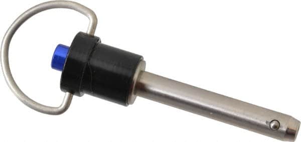 Gibraltar - 1/4" Diam, 1-1/4" Usable Length, Ring Handle, Quick Release Pin - Grade 304 Stainless Steel, Bright Finish - Exact Tooling