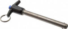 Gibraltar - 1/2" Diam, 4" Usable Length, T Handle, Quick Release Pin - Grade 17-4 Stainless Steel, Bright Finish - Exact Tooling