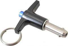 Gibraltar - 3/8" Diam, 3/4" Usable Length, T Handle, Quick Release Pin - Grade 17-4 Stainless Steel, Bright Finish - Exact Tooling