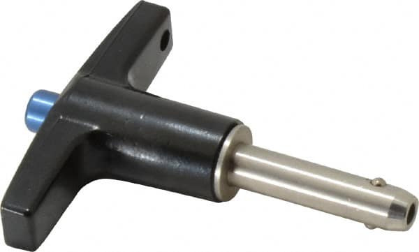 Gibraltar - 1/4" Diam, 3/4" Usable Length, T Handle, Quick Release Pin - Grade 304 Stainless Steel, Bright Finish - Exact Tooling