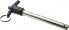 Gibraltar - 1/2" Diam, 4" Usable Length, T Handle, Quick Release Pin - Grade 4130 Steel, Zinc-Plated Finish - Exact Tooling