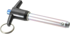 Gibraltar - 1/2" Diam, 2-1/2" Usable Length, T Handle, Quick Release Pin - Grade 4130 Steel, Zinc-Plated Finish - Exact Tooling