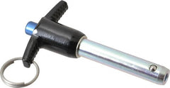 Gibraltar - 1/2" Diam, 2" Usable Length, T Handle, Quick Release Pin - Grade 4130 Steel, Zinc-Plated Finish - Exact Tooling