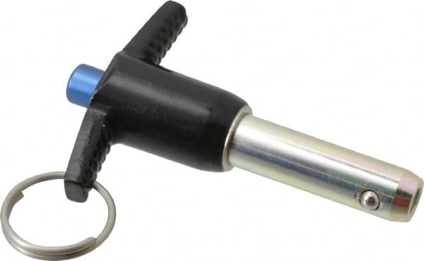 Gibraltar - 1/2" Diam, 1-1/4" Usable Length, T Handle, Quick Release Pin - Grade 4130 Steel, Zinc-Plated Finish - Exact Tooling