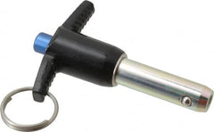 Gibraltar - 1/2" Diam, 1-1/4" Usable Length, T Handle, Quick Release Pin - Grade 4130 Steel, Zinc-Plated Finish - Exact Tooling