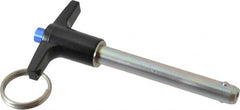 Gibraltar - 3/8" Diam, 2-1/2" Usable Length, T Handle, Quick Release Pin - Grade 4130 Steel, Zinc-Plated Finish - Exact Tooling