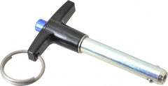 Gibraltar - 3/8" Diam, 1-3/4" Usable Length, T Handle, Quick Release Pin - Grade 4130 Steel, Zinc-Plated Finish - Exact Tooling