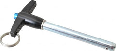 Gibraltar - 5/16" Diam, 2-1/2" Usable Length, T Handle, Quick Release Pin - Grade 4130 Steel, Zinc-Plated Finish - Exact Tooling