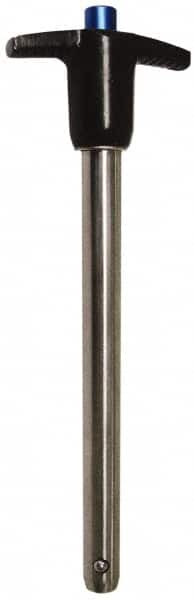 Gibraltar - 1/2" Diam, 3" Usable Length, T Handle, Quick Release Pin - Grade 304 Stainless Steel, Bright Finish - Exact Tooling