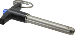 Gibraltar - 3/8" Diam, 2" Usable Length, T Handle, Quick Release Pin - Grade 304 Stainless Steel, Bright Finish - Exact Tooling