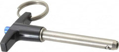 Gibraltar - 5/16" Diam, 2" Usable Length, T Handle, Quick Release Pin - Grade 304 Stainless Steel, Bright Finish - Exact Tooling