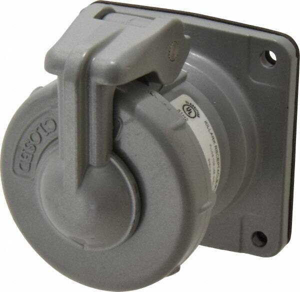 Hubbell Killark - 1 Phase, 250 VDC, 600 VAC, 30 Amp, 3/4 Inch Hub, 3 Pin Configuration, Self Grounding Pin and Sleeve Receptacle - 4 Poles, Yellow - Exact Tooling