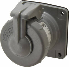 Hubbell Killark - 1 Phase, 250 VDC, 600 VAC, 30 Amp, 3/4 Inch Hub, 3 Pin Configuration, Self Grounding Pin and Sleeve Receptacle - 4 Poles, Yellow - Exact Tooling