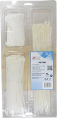 Made in USA - 4 to 11 Inch Range, White Cable Ties - 7/8, 1-7/8 and 3-1/16 Inch Bundle Diameter, 18 and 50 Lb. Strength, Nylon - Exact Tooling