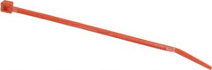 Made in USA - 4-1/8" Long Orange Nylon Standard Cable Tie - 18 Lb Tensile Strength, 1.07mm Thick, 9" Max Bundle Diam - Exact Tooling