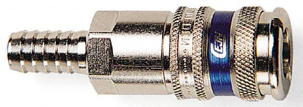 CEJN - Hose Barb Industrial Pneumatic Hose High Flow Coupler - Brass Chrome Plated, 3/8" Body Diam, 3/8" Hose ID - Exact Tooling