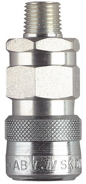 CEJN - 1/2 Male NPT European High Flow Pneumatic Hose High Flow Coupler - Brass Chrome Plated, 3/8" Body Diam - Exact Tooling