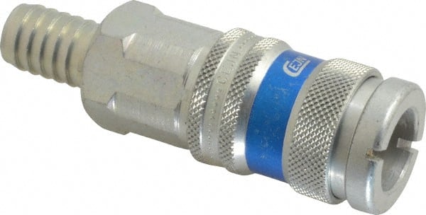 CEJN - Hose Barb Industrial Pneumatic Hose High Flow Coupler - Brass Chrome Plated, 1/2" Body Diam, 1/2" Hose ID - Exact Tooling