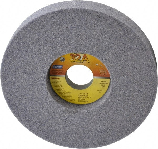 Norton - 7" Diam x 1-1/4" Hole x 1" Thick, K Hardness, 46 Grit Surface Grinding Wheel - Aluminum Oxide, Type 5, Coarse Grade, 3,600 Max RPM, Vitrified Bond, One-Side Recess - Exact Tooling