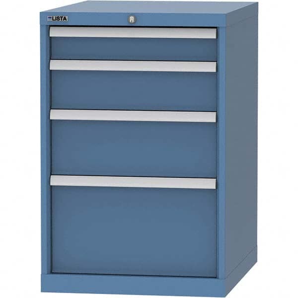 LISTA - 4 Drawer, 99 Compartment Bright Blue Steel Modular Storage Cabinet - Exact Tooling