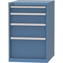 LISTA - 4 Drawer, 99 Compartment Bright Blue Steel Modular Storage Cabinet - Exact Tooling